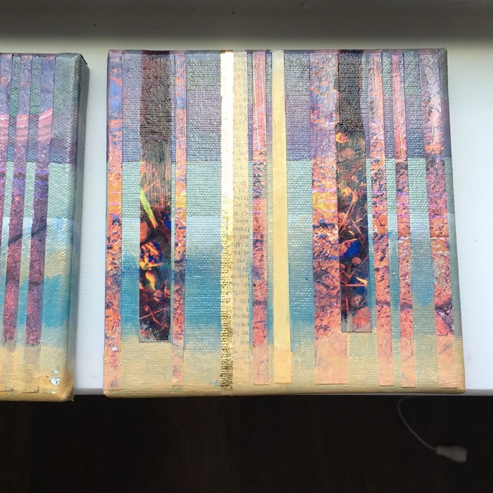 Oil Painting Collage Triptych